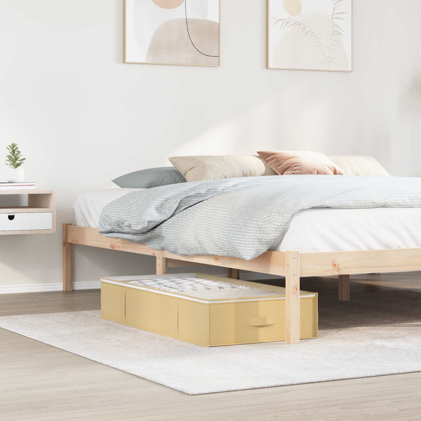 Storage Box with Transparent Top Window 2 pcs Cream