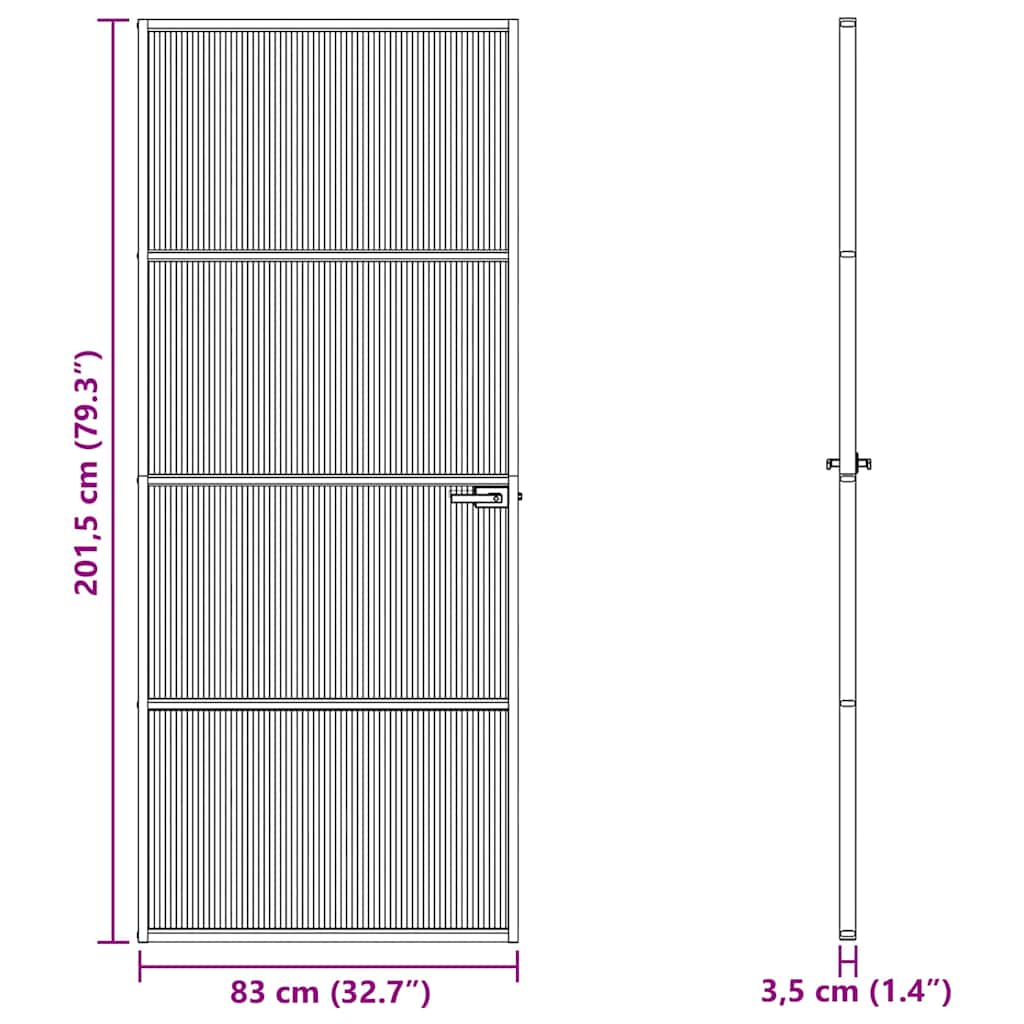 Home Door 83 x 201.5 x 3.5 cm Aluminium and Tempered Glass