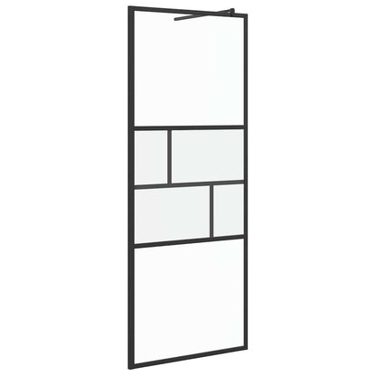 Walk-in Shower Wall Black 80 x 195 x 0.5 cm Glass and Aluminium