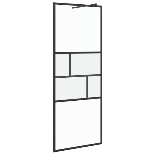 Walk-in Shower Wall Black 80 x 195 x 0.5 cm Glass and Aluminium