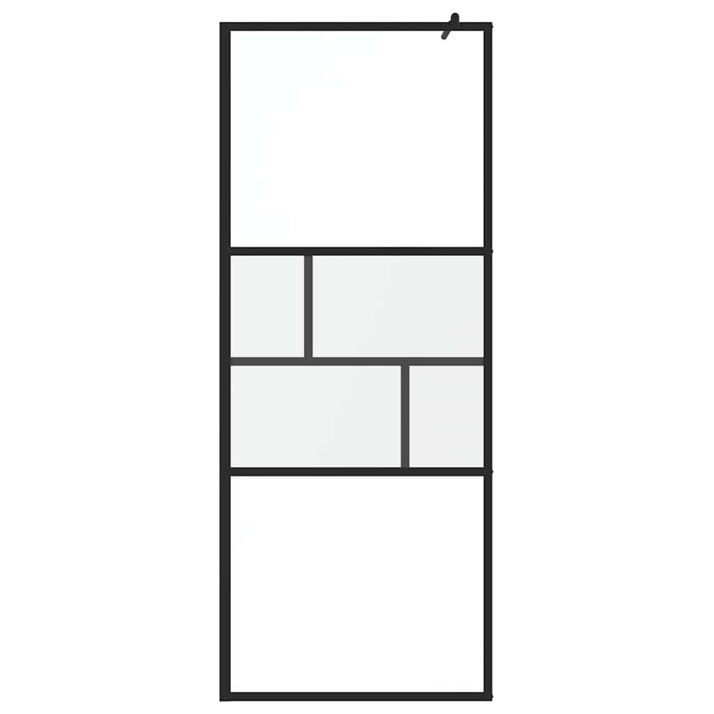 Walk-in Shower Wall Black 80 x 195 x 0.5 cm Glass and Aluminium