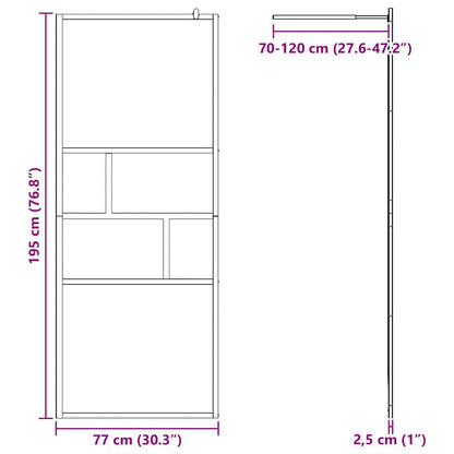 Walk-in Shower Wall Black 80 x 195 x 0.5 cm Glass and Aluminium