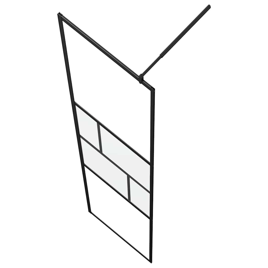 Walk-in Shower Wall Black 80 x 195 x 0.5 cm Glass and Aluminium