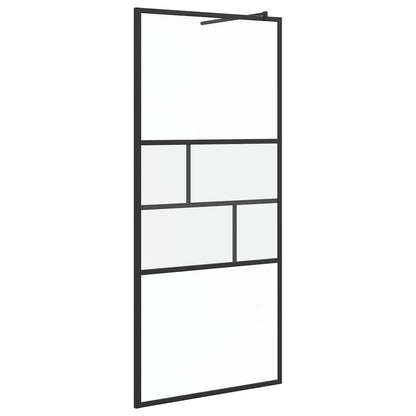 Walk-in Shower Wall Black 90 x 195 x 0.5 cm Glass and Aluminium