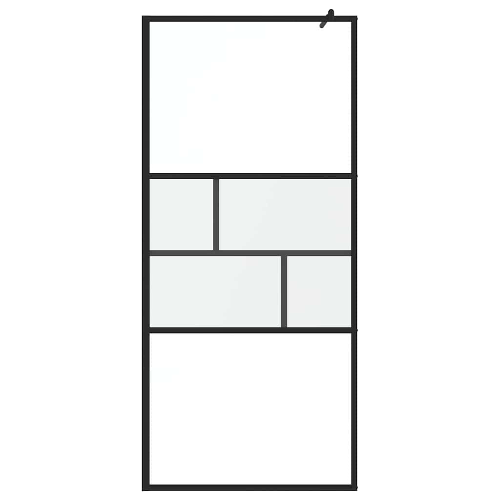 Walk-in Shower Wall Black 90 x 195 x 0.5 cm Glass and Aluminium