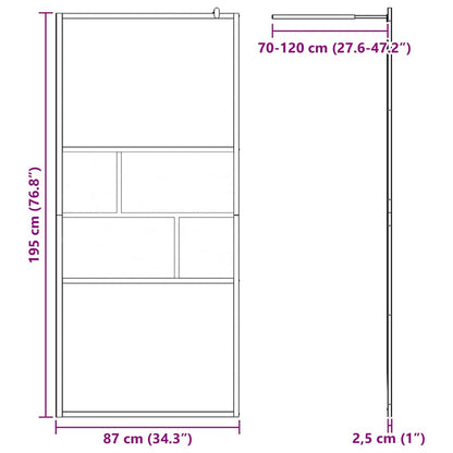 Walk-in Shower Wall Black 90 x 195 x 0.5 cm Glass and Aluminium