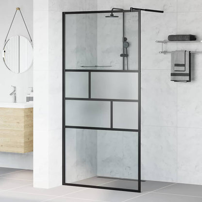 Walk-in Shower Wall Black 100 x 195 x 0.5 cm
