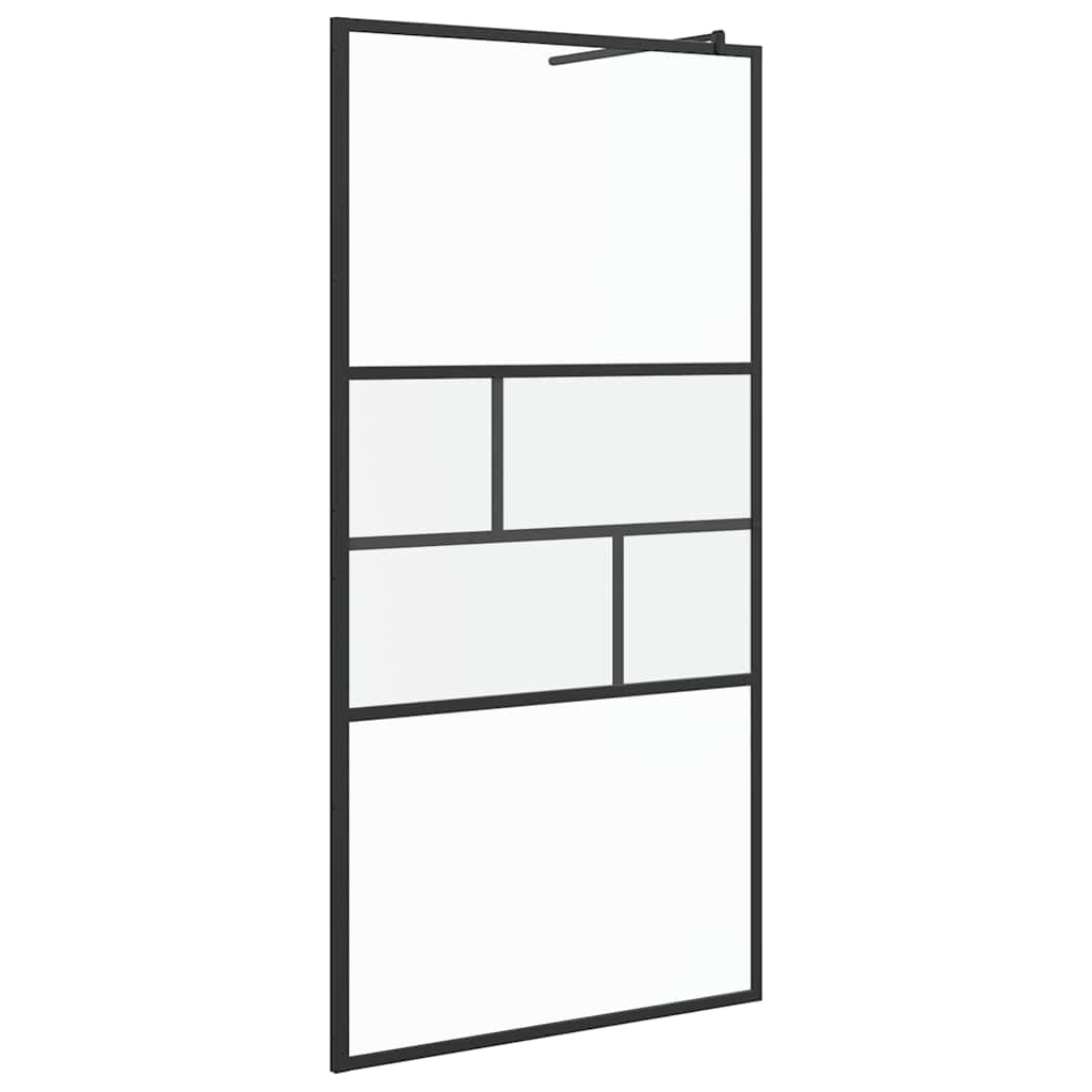 Walk-in Shower Wall Black 100 x 195 x 0.5 cm