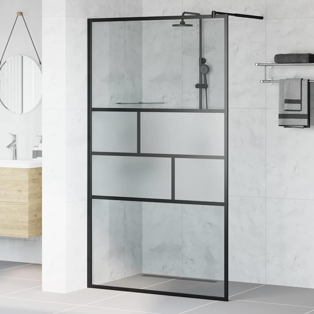 Walk-in Shower Wall Black 115 x 195 x 0.5 cm