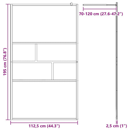 Walk-in Shower Wall Black 115 x 195 x 0.5 cm