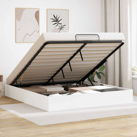 Ottoman Bed Frame White 203 x 180 x 25 cm Engineered Wood
