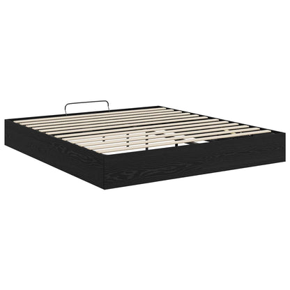 Ottoman Bed Frame Black Oak 203 x 180 x 25 cm Engineered Wood