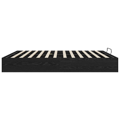 Ottoman Bed Frame Black Oak 203 x 180 x 25 cm Engineered Wood