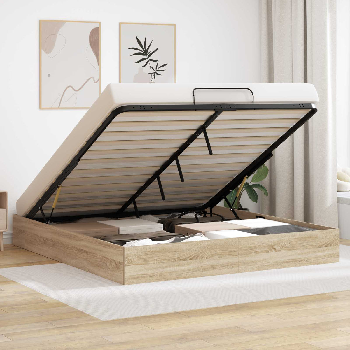 Ottoman Bed Frame Sonoma Oak 180 x 200 cm Engineered Wood