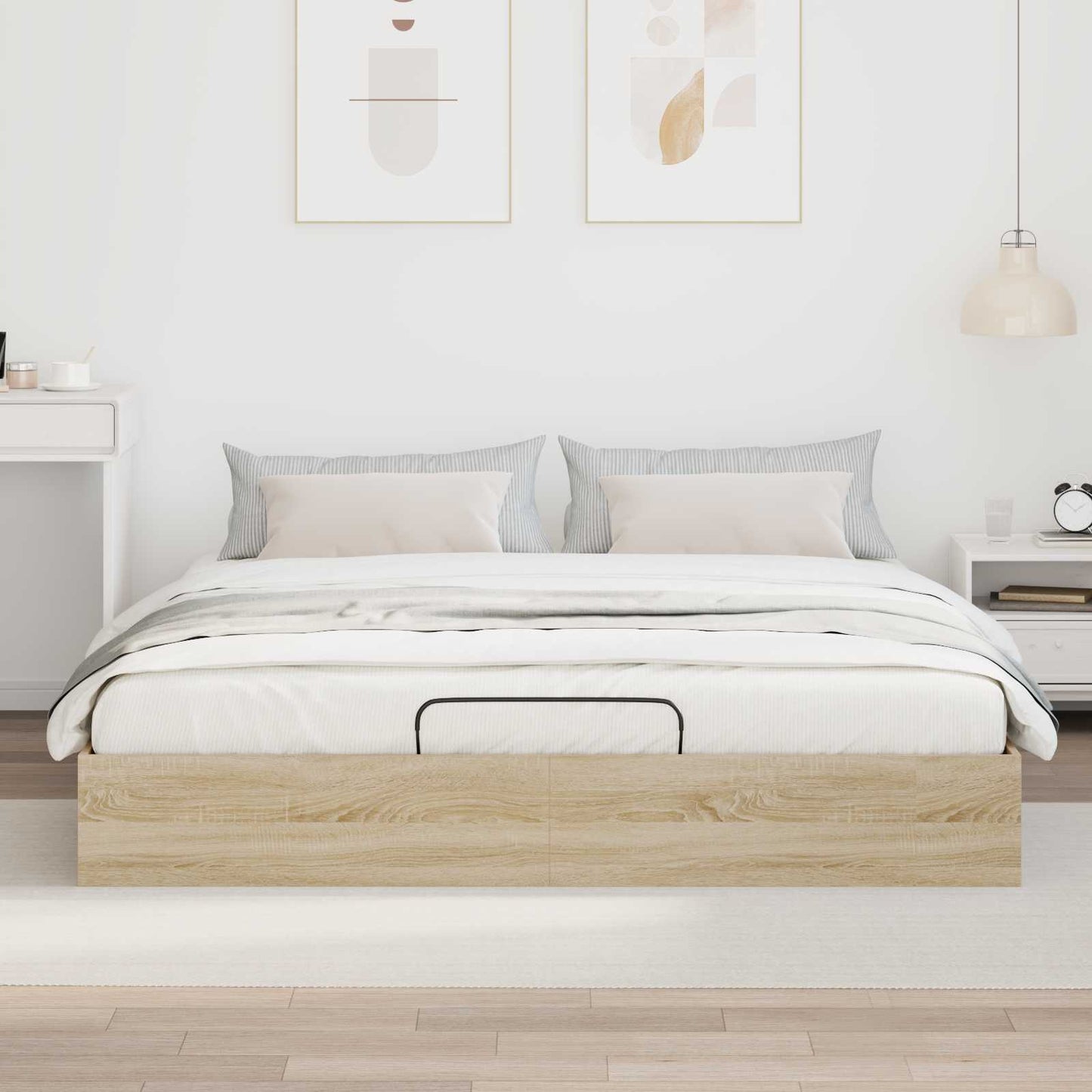 Ottoman Bed Frame Sonoma Oak 203 x 180 x 25 cm Engineered Wood