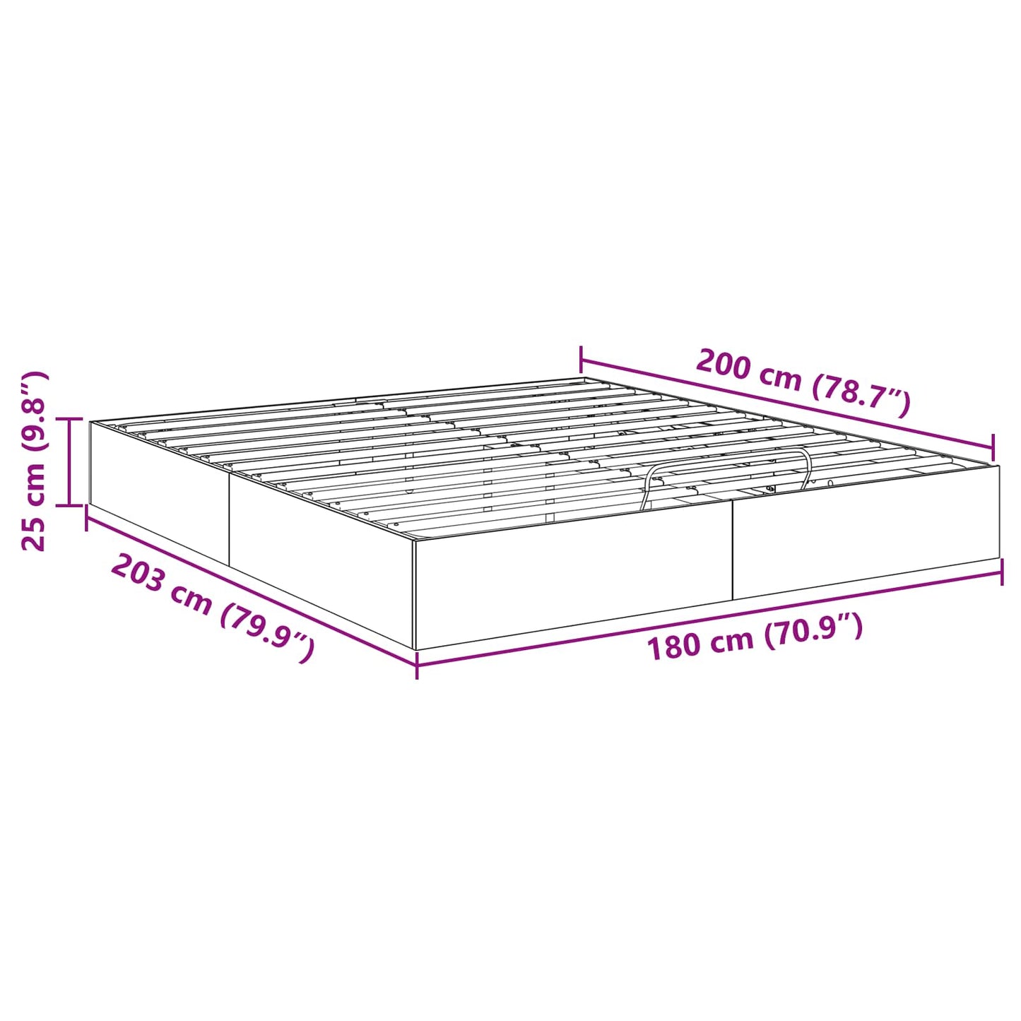 Ottoman Bed Frame Sonoma Oak 203 x 180 x 25 cm Engineered Wood