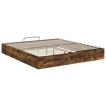 Ottoman Bed Frame Smoked Oak 203 x 180 x 25 cm Engineered Wood