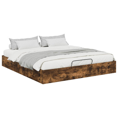 Ottoman Bed Frame Smoked Oak 203 x 180 x 25 cm Engineered Wood