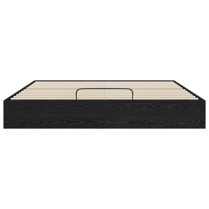 Ottoman Bed Frame Black Oak 203 x 160 x 25 cm Engineered Wood