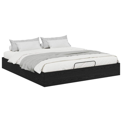 Ottoman Bed Frame Black Oak 203 x 160 x 25 cm Engineered Wood