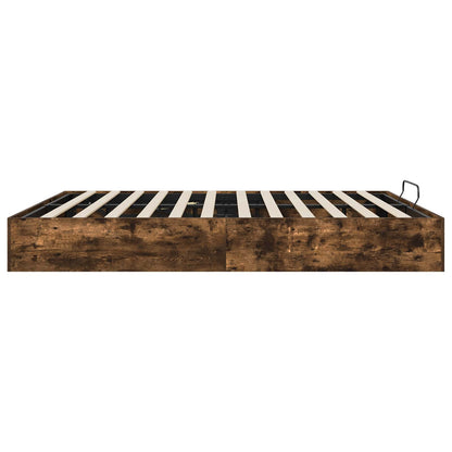 Ottoman Bed Frame Smoked Oak 203 x 160 x 25 cm Engineered Wood
