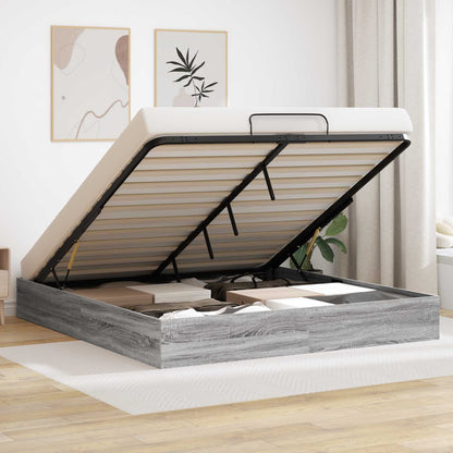 Ottoman Bed Frame Grey Sonoma 203 x 160 x 25 cm Engineered Wood