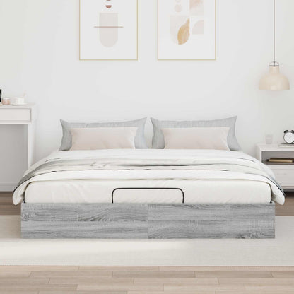 Ottoman Bed Frame Grey Sonoma 203 x 160 x 25 cm Engineered Wood