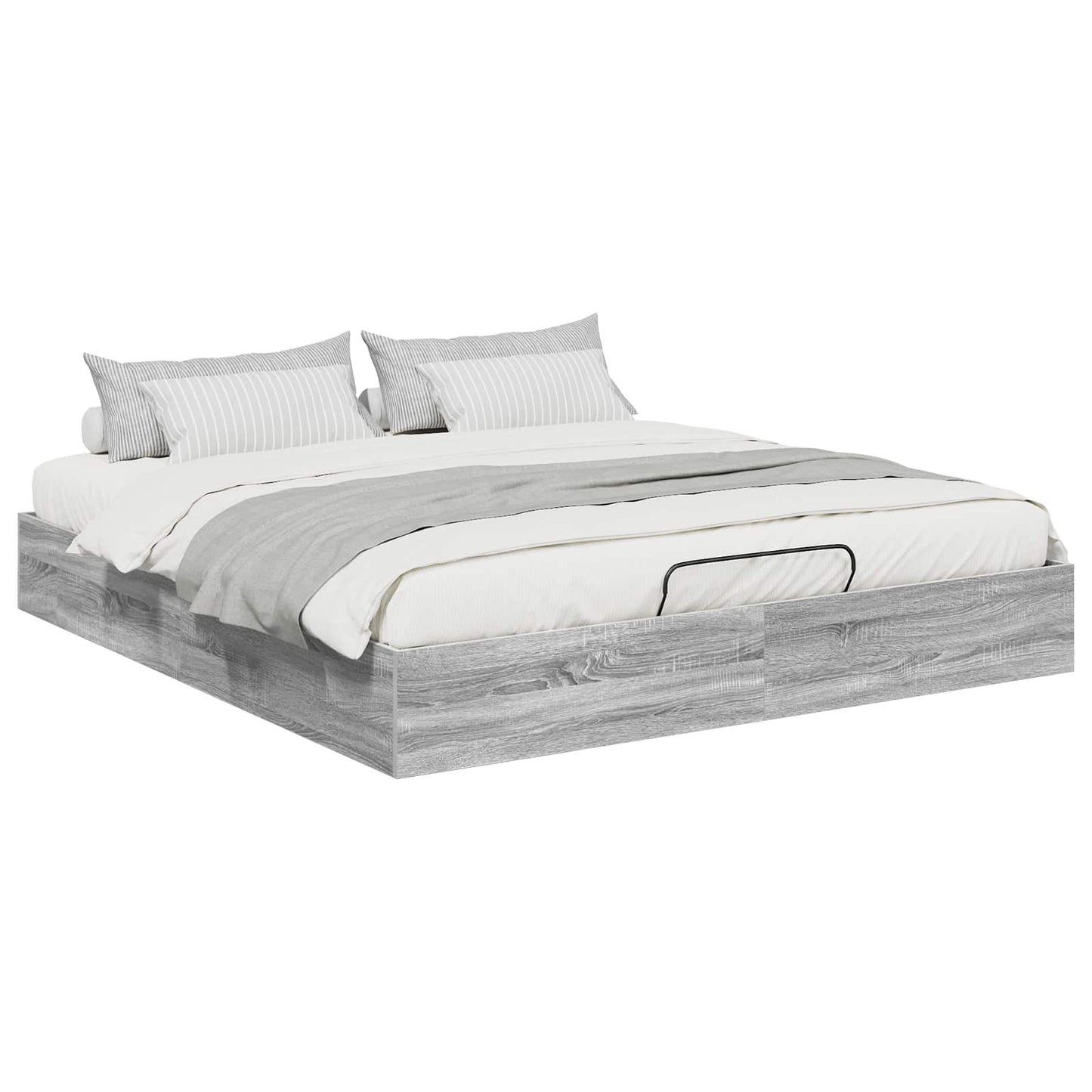 Ottoman Bed Frame Grey Sonoma 203 x 160 x 25 cm Engineered Wood