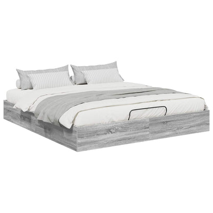 Ottoman Bed Frame Grey Sonoma 203 x 160 x 25 cm Engineered Wood