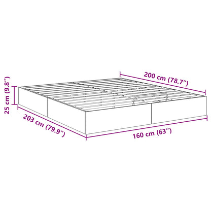 Ottoman Bed Frame Grey Sonoma 203 x 160 x 25 cm Engineered Wood