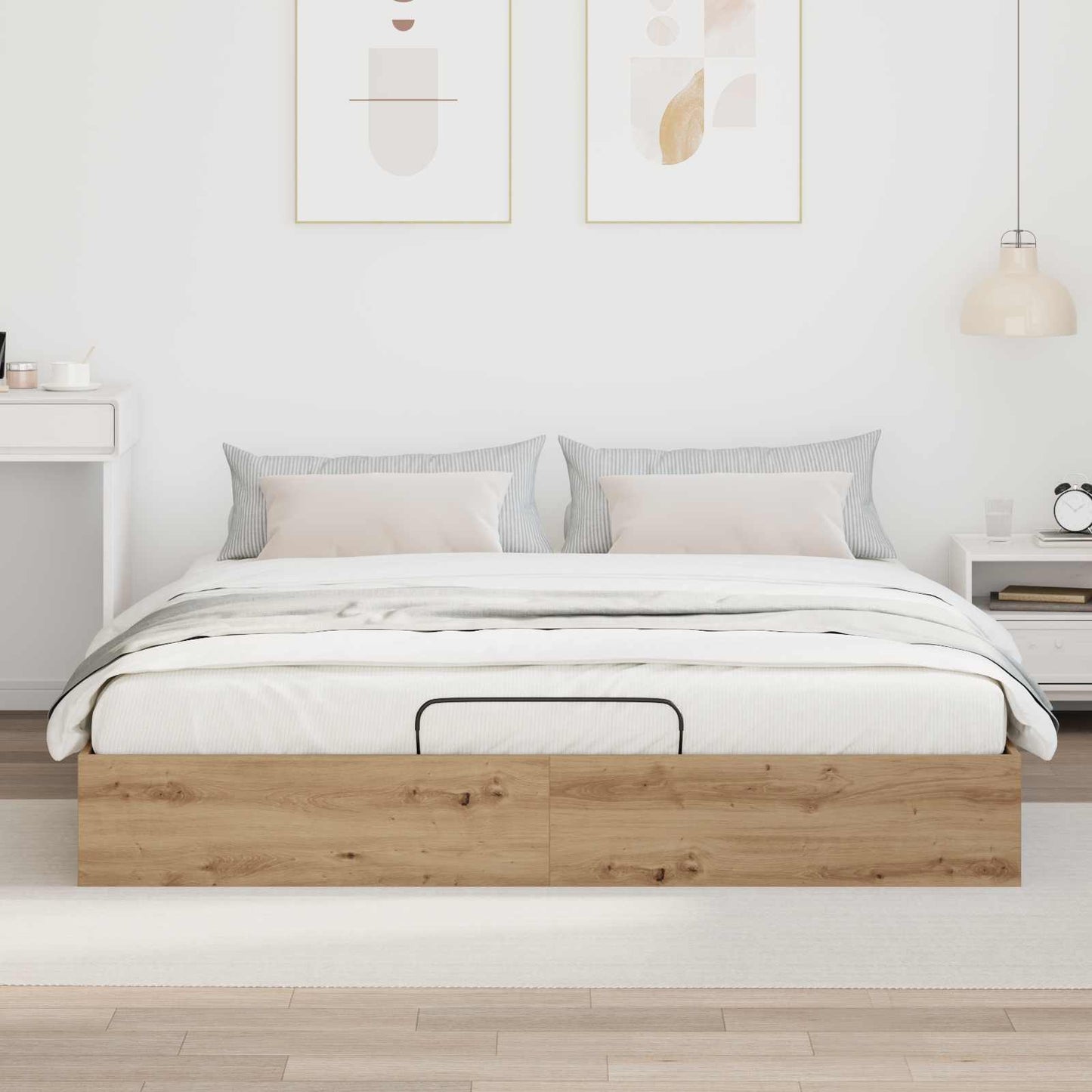 Ottoman Bed Frame with Storage Artisian Oak 203 x 160 x 25 cm