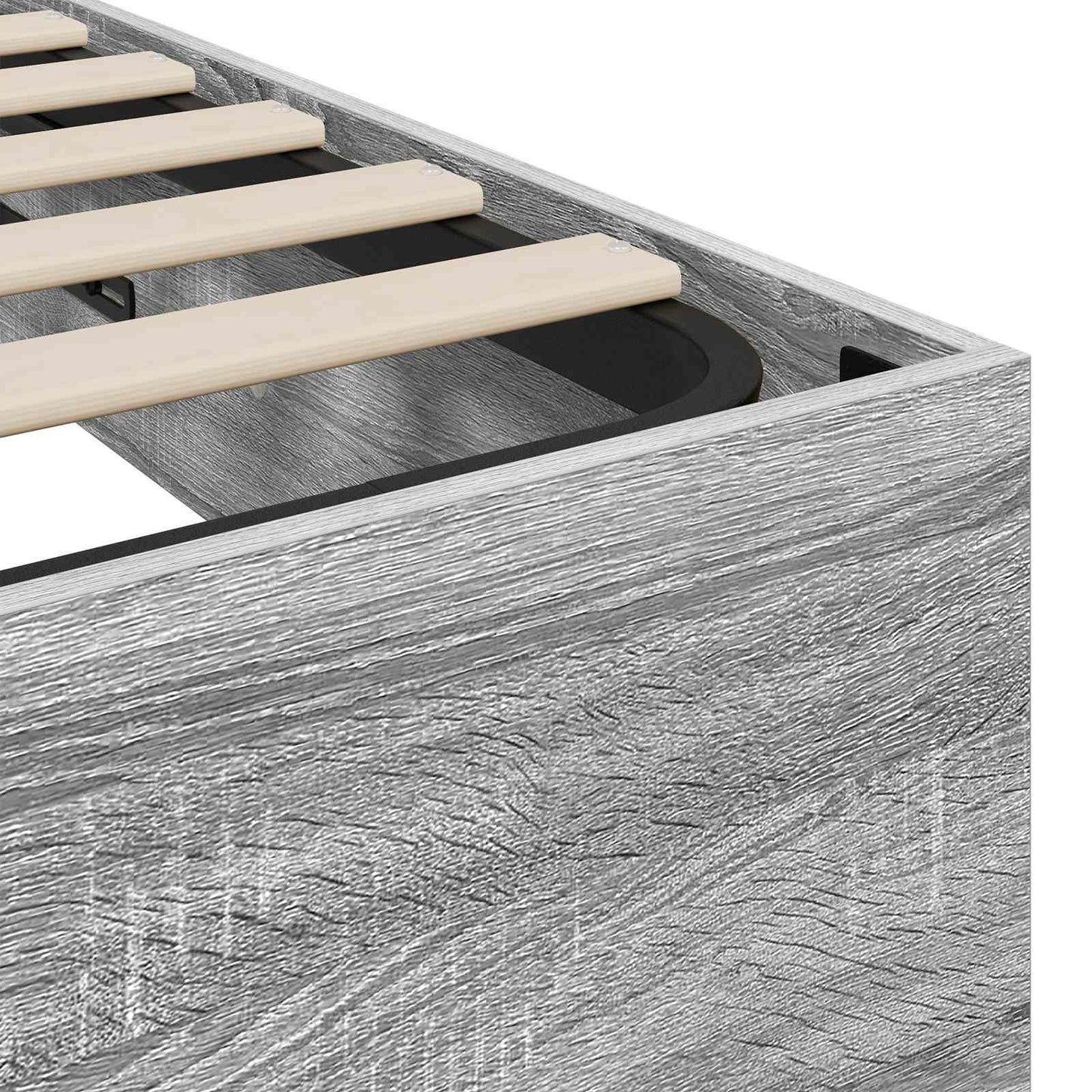 Ottoman Bed Frame Grey Sonoma 203 x 140 x 25 cm Chipboard