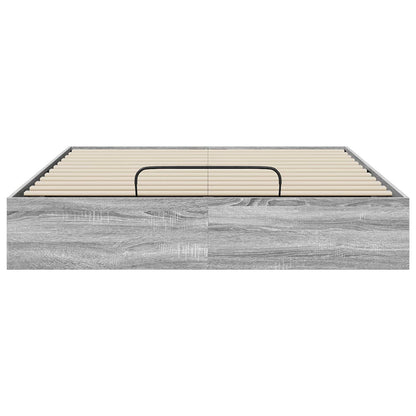 Ottoman Bed Frame Grey Sonoma 203 x 140 x 25 cm Engineered Wood