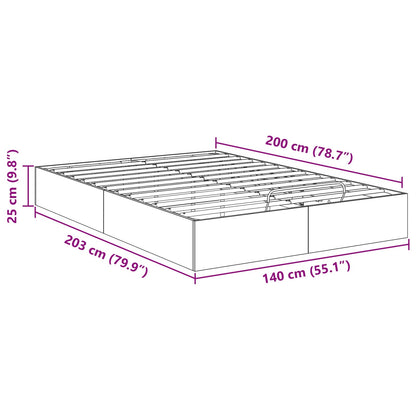 Ottoman Bed Frame Old Wood 203 x 140 x 25 cm Engineered Wood