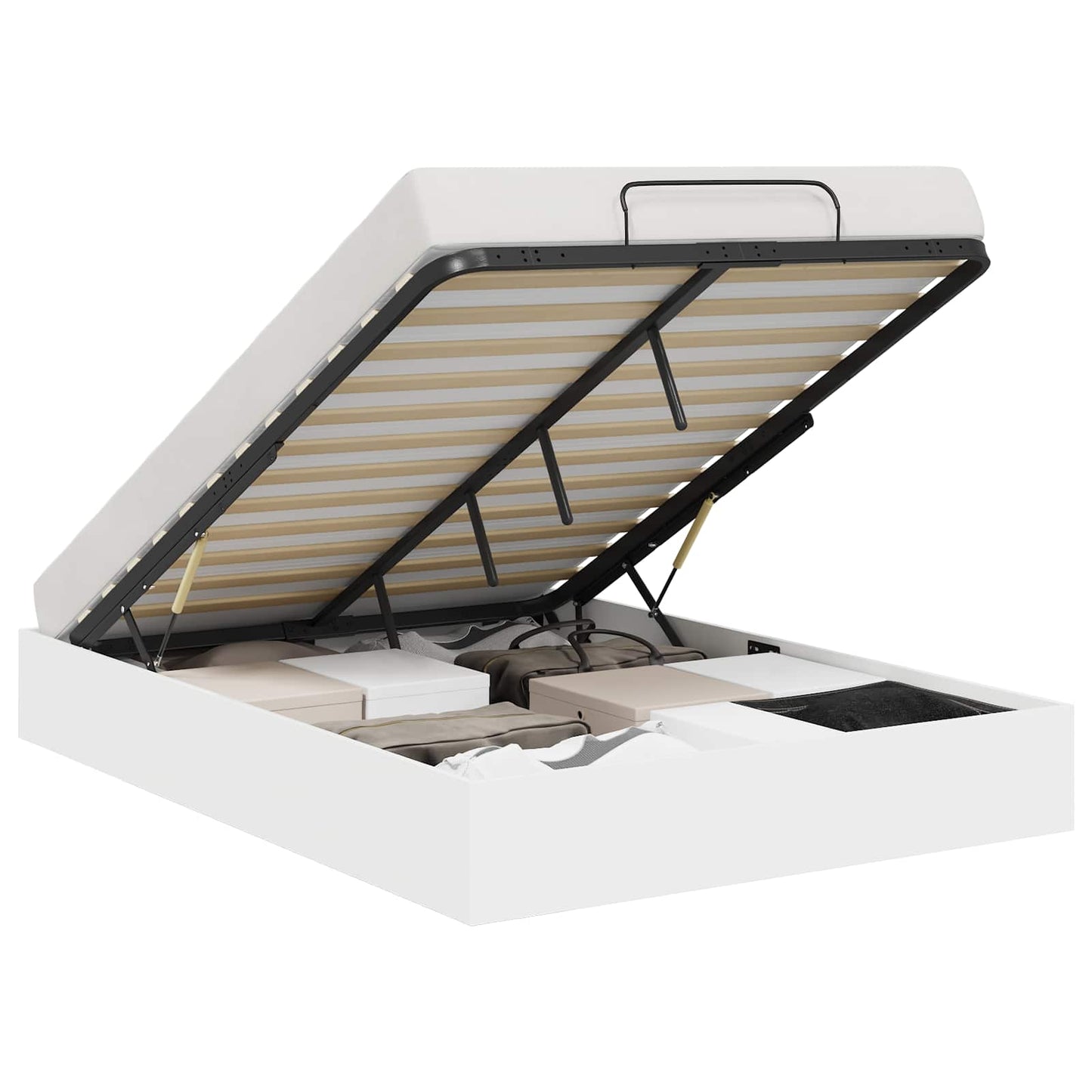 Ottoman Bed Frame White 203 x 120 x 25 cm Chipboard