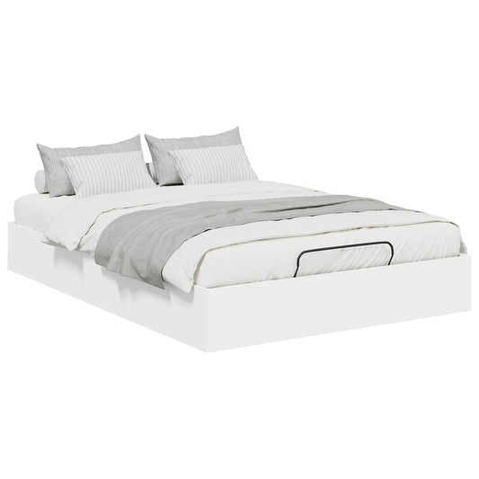 Ottoman Bed Frame White 203 x 120 x 25 cm Engineered Wood