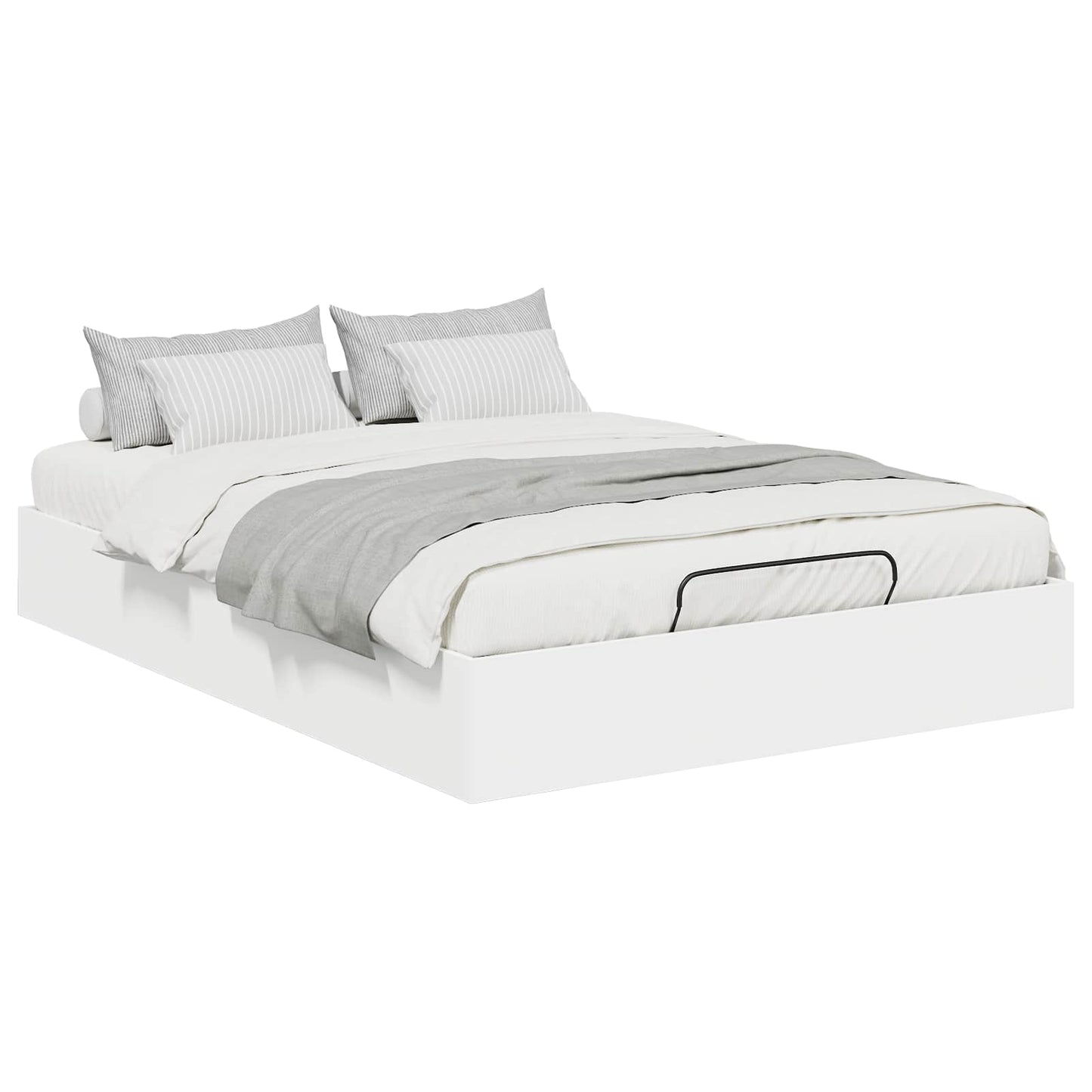 Ottoman Bed Frame White 203 x 120 x 25 cm Engineered Wood