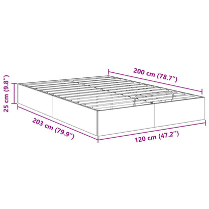 Ottoman Bed Frame Black Oak 203 x 120 x 25 cm Chipboard