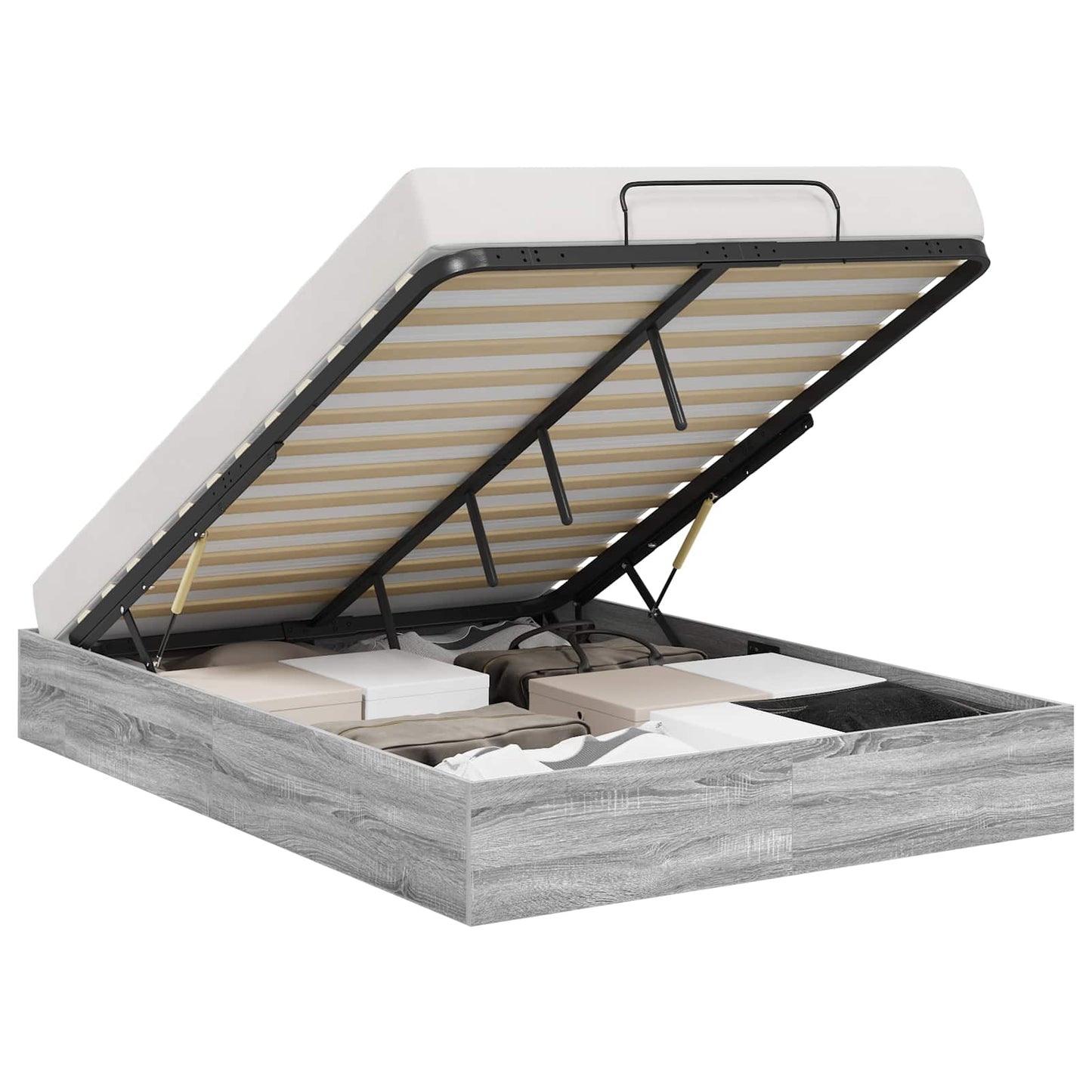 Ottoman Bed Frame Grey Sonoma 203 x 120 x 25 cm Chipboard