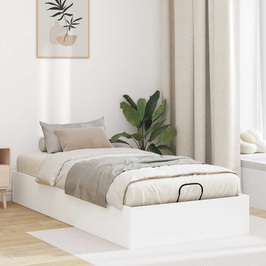 Ottoman Bed Frame White 203 x 90 x 25 cm Engineered Wood