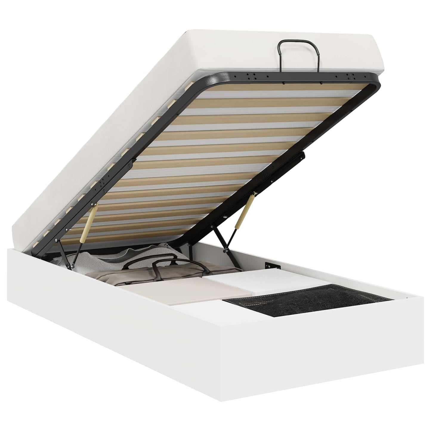 Ottoman Bed Frame with Storage White 203 x 90 x 25 cm Chipboard