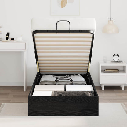 Ottoman Bed Frame Black Oak 203 x 90 x 25 cm Engineered Wood