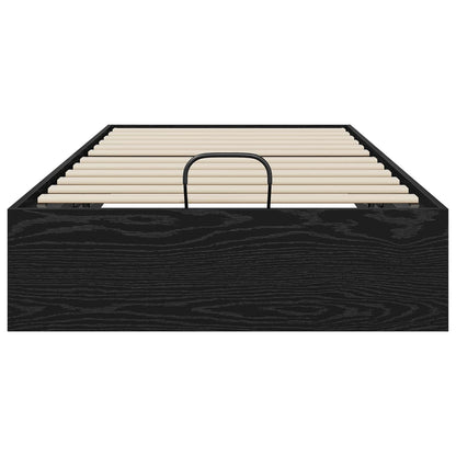 Ottoman Bed Frame Black Oak 203 x 90 x 25 cm Engineered Wood