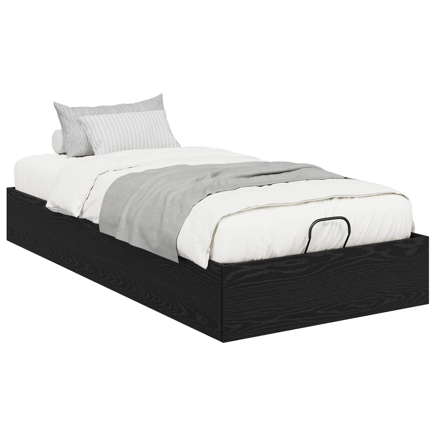 Ottoman Bed Frame Black Oak 203 x 90 x 25 cm Engineered Wood