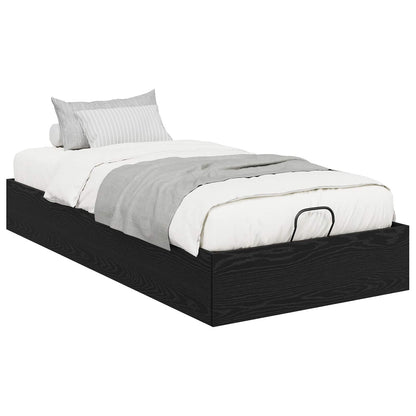 Ottoman Bed Frame Black Oak 203 x 90 x 25 cm Engineered Wood