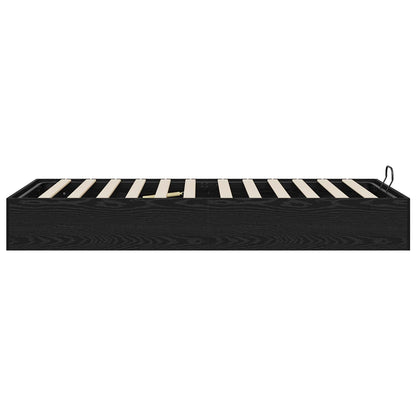 Ottoman Bed Frame Black Oak 203 x 90 x 25 cm Engineered Wood