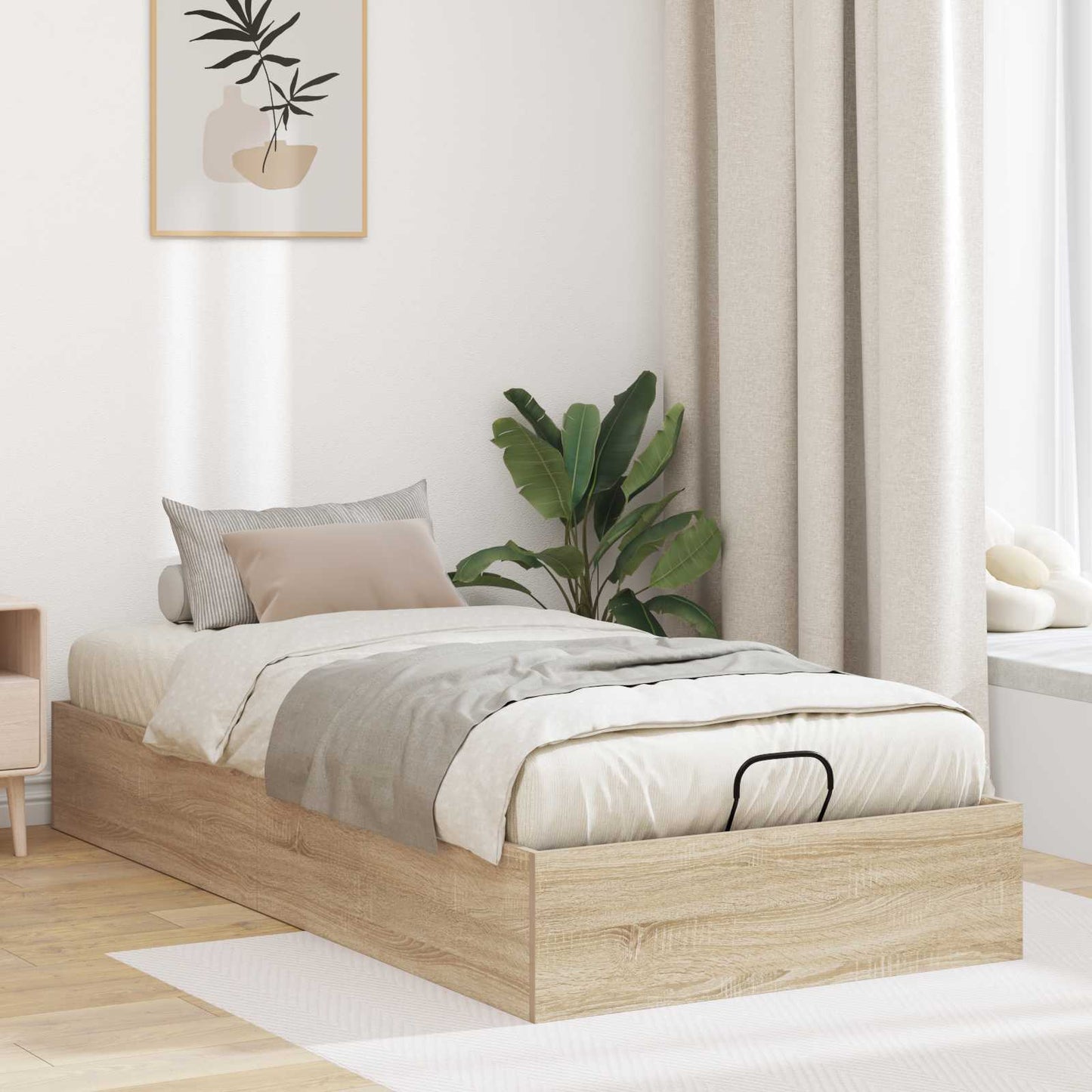 Ottoman Bed Frame Sonoma Oak 203 x 90 x 25 cm Chipboard