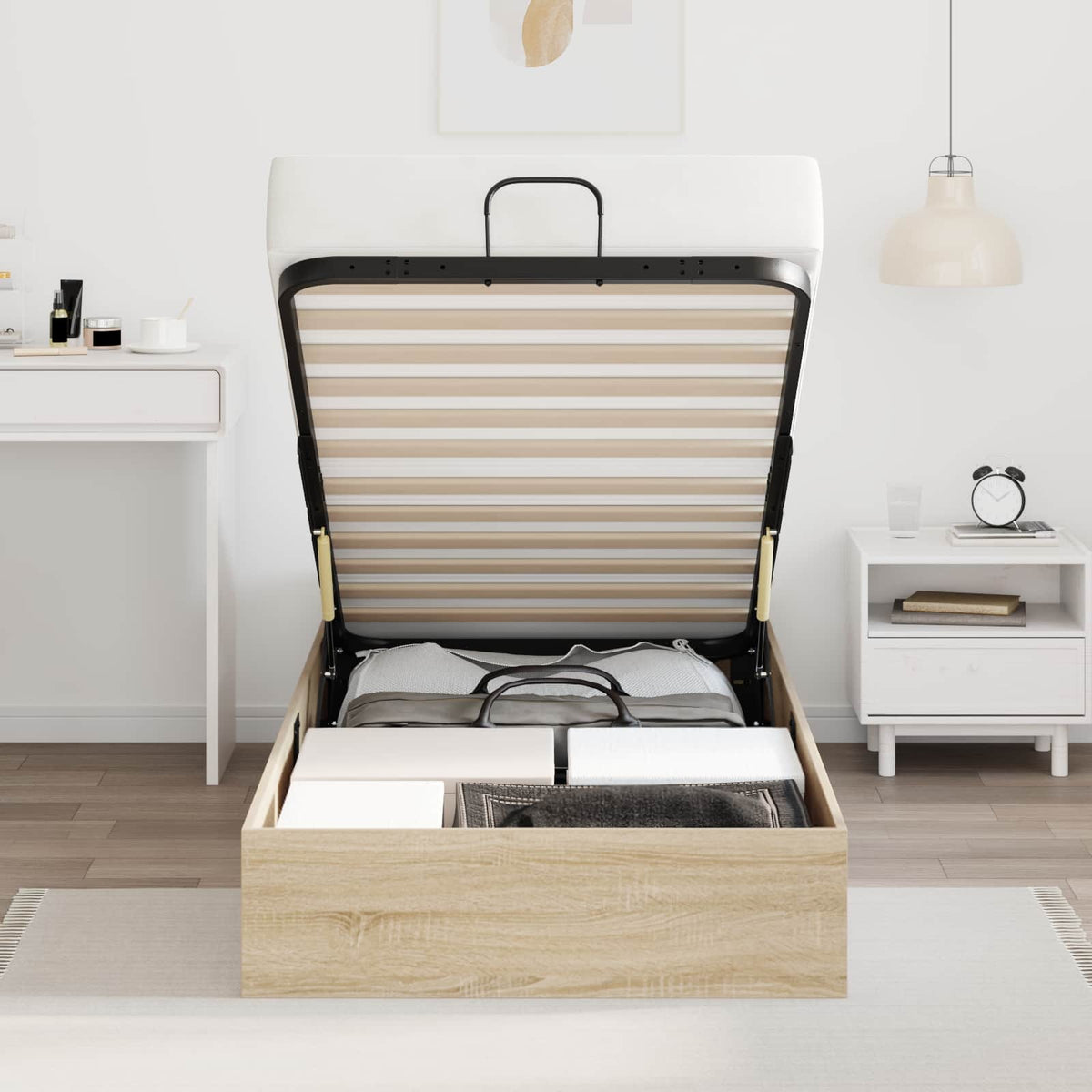 Ottoman Bed Frame Sonoma Oak 90 x 200 cm Engineered Wood