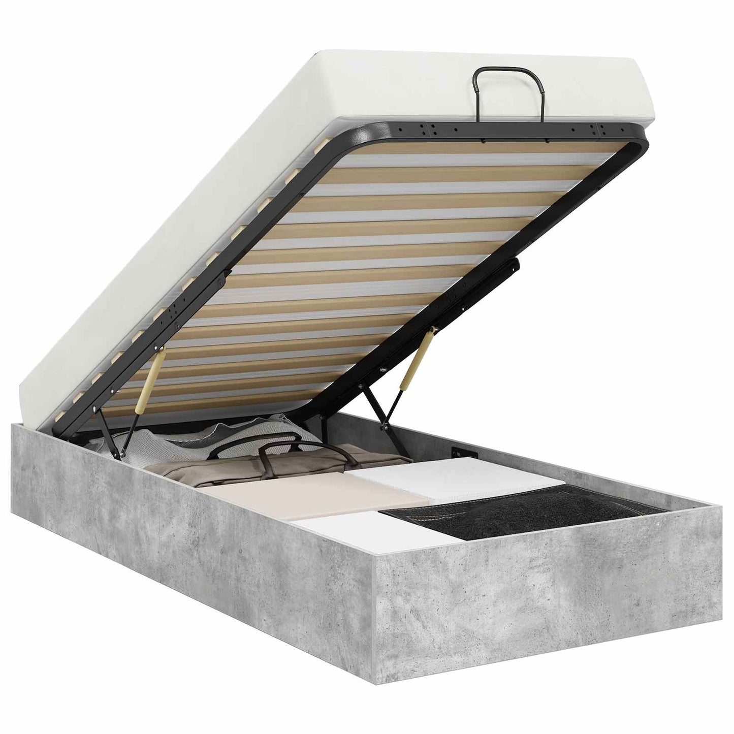 Ottoman Bed Frame Concrete Grey 90 x 200 cm Engineered Wood