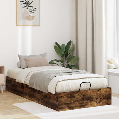 Ottoman Bed Frame Smoked Oak 203 x 90 x 25 cm Engineered Wood